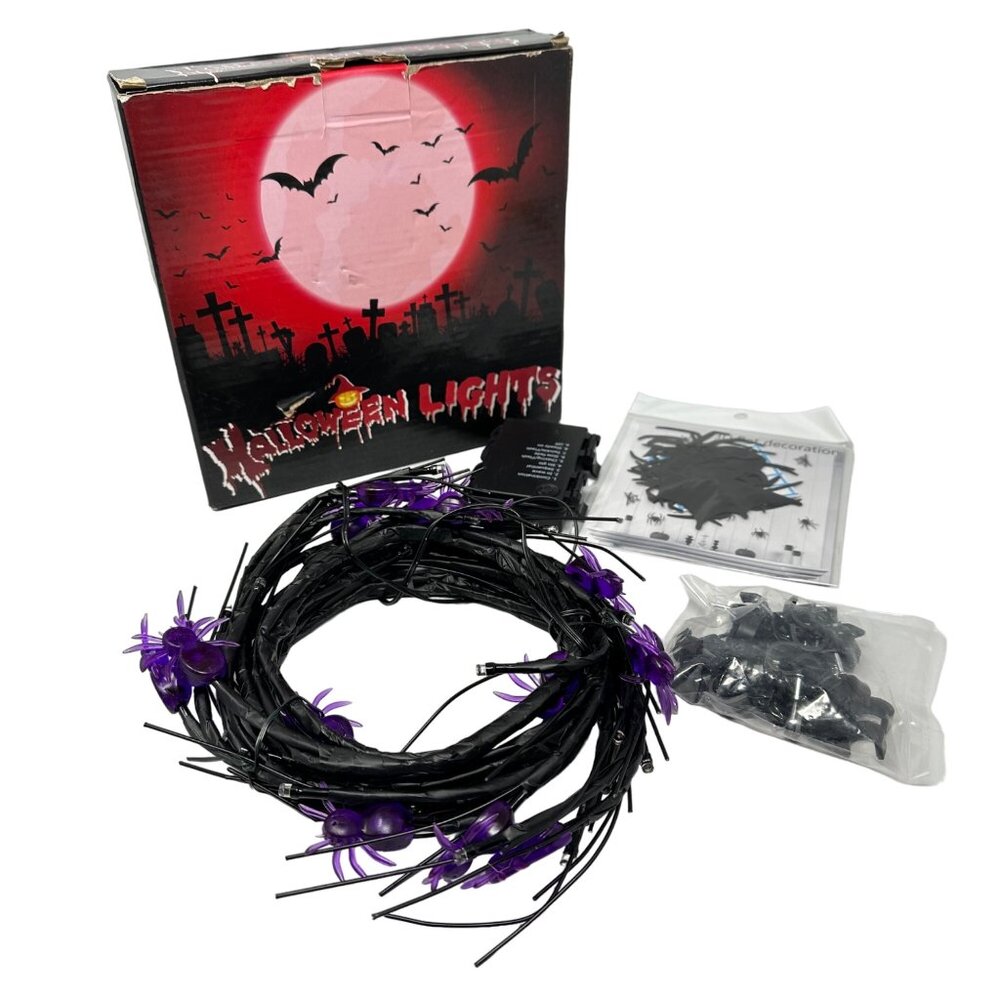 Halloween Twig Lights Purple Spider Decorations Multi Mode